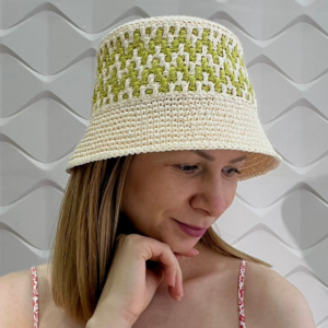 1 Панама Zigzag Hat з рафії з контрастним зигзагоподібним візерунком